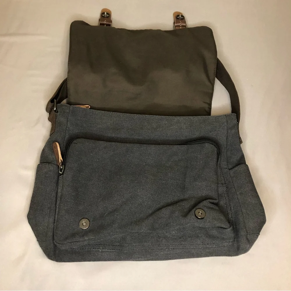 Kenox Vintage Laptop Messenger Canvas Bag Charcoal Gray